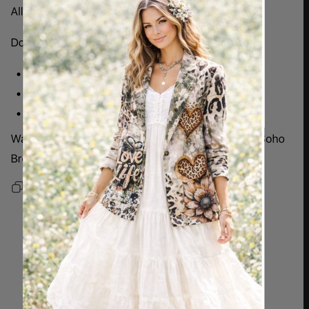 🆕 LOOWIE-Love Life Leopard Heart Print Blazer- MADE IN ITALY